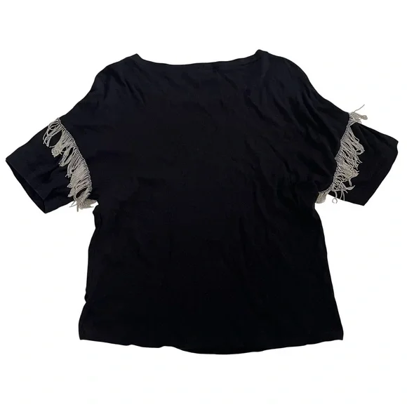 LNA Shimmy Chain-Fringed Black T-Shirt, Size XS, Made in USA - Picture 3 of 11